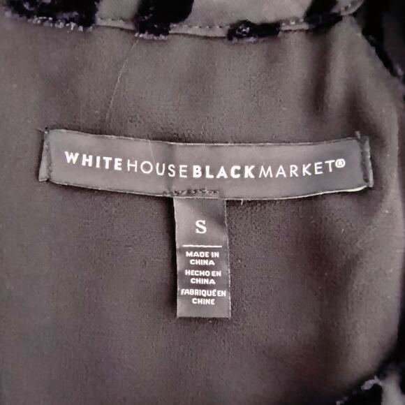 White House Black Market Halter Neck Top Wmn's Sz S Black Velvet Flocked Chiffon - Picture 2 of 16